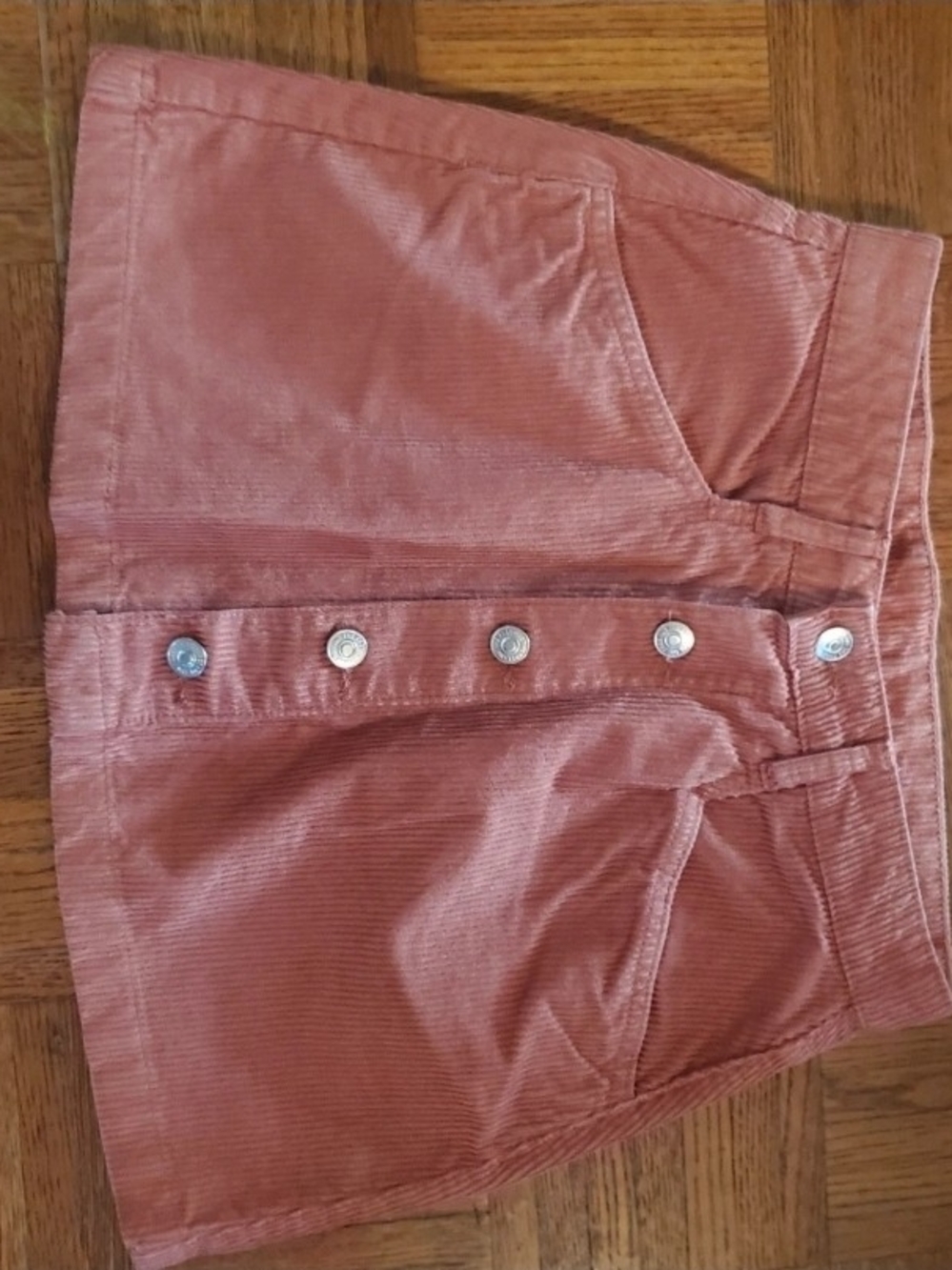 Women's Corduroy Button-Front Skirt-Orange